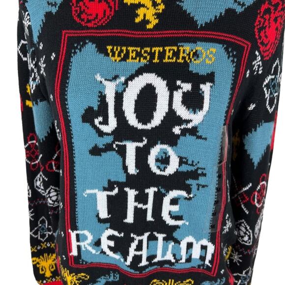 NWT HBO Game of Thrones Westeros Joy to the Realm Christmas Sweater Size M - Picture 2 of 6